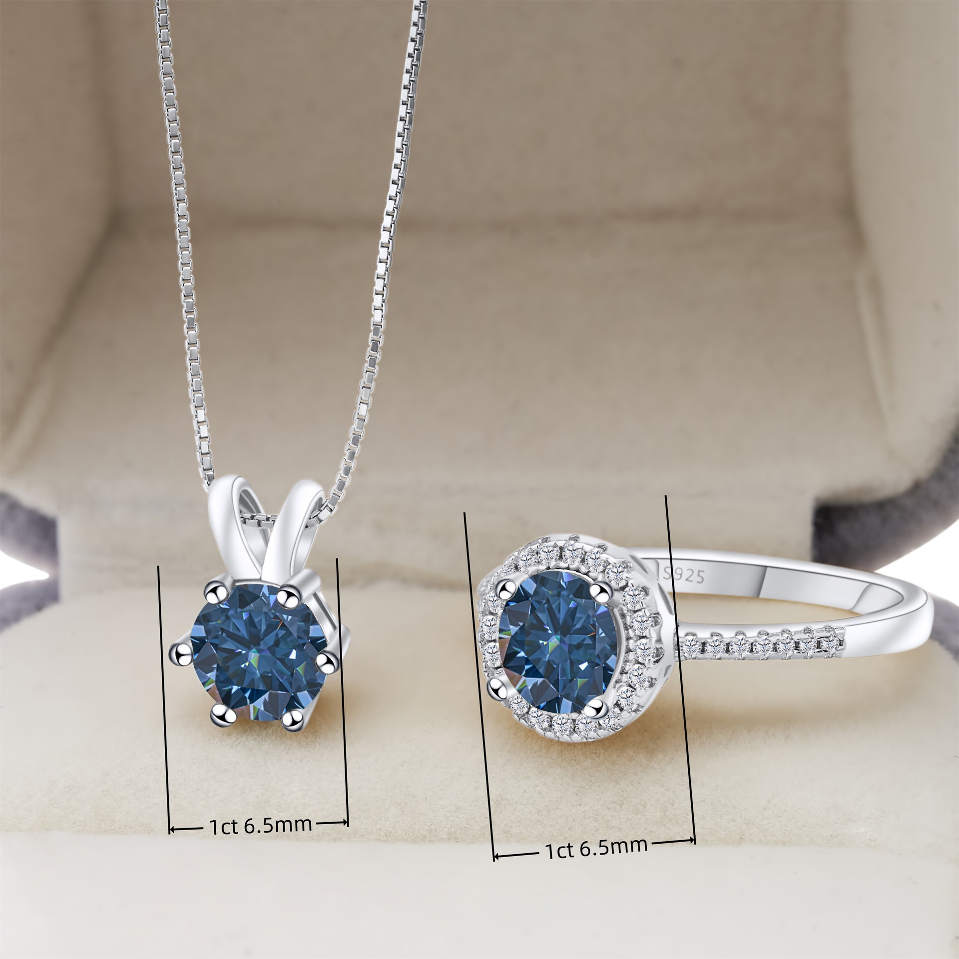 S925 Sterling Silver Moissanite Diamond Set, a Complete Set of Earrings and Necklaces, Imitation Diamond Fire Color, Korean Style, Simple Elegant