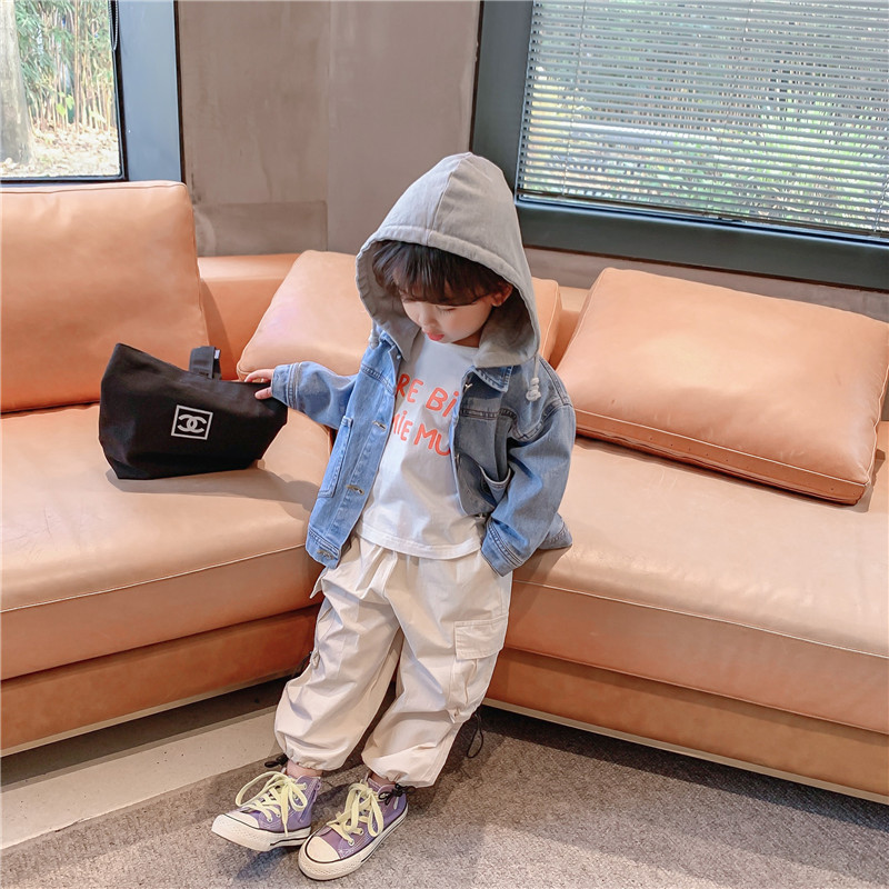 Girls' Denim Topss 2021 Spring New Fashionable Korean Style Children's Baby Girls Casual Tops Spring and Autumn Topss