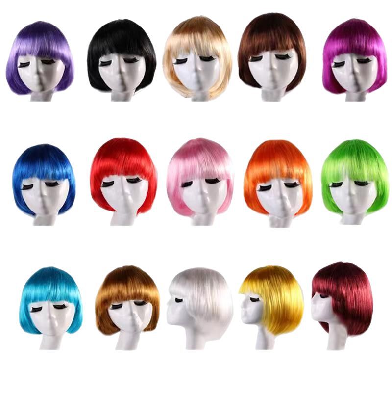 Bobo Head Short Hair Color Wig Student Head Wig Party Wig