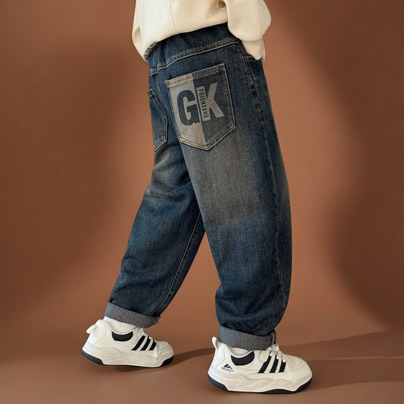 Boys' Pants Spring and Autumn 2025 New Stylish Children's Clothing Casual Jeans Boys' Autumn Fashion Long Pants Trendy