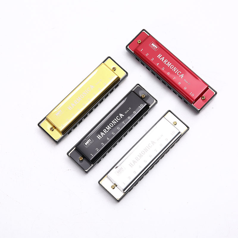 Ten-hole harmonica color 10-hole metal harmonica beginner student children men and women self-study entry harmonica instrument