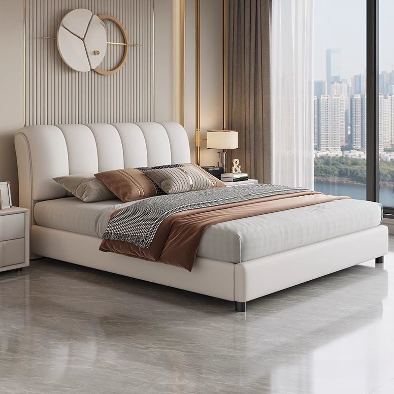 Modern Small Apartment Puff Bed Double 1.5 Solid Wood Bed 2m Master Bedroom Upholstered Double Storage Wedding Bed