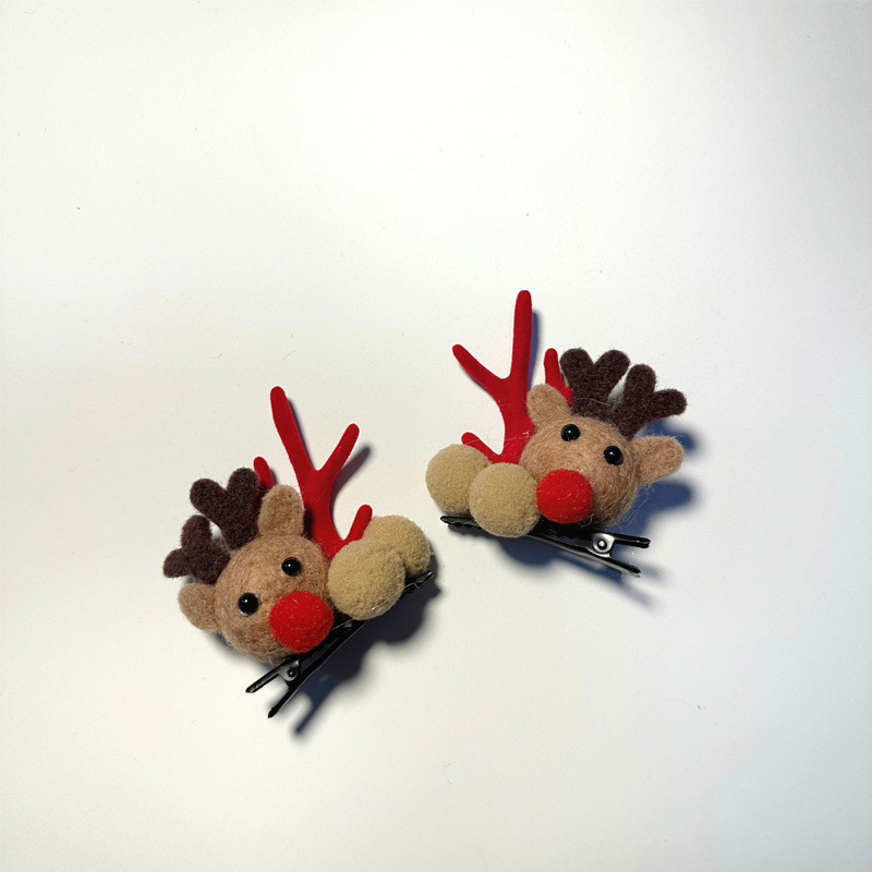 Christmas Antler Hairpin Christmas Hair Accessories Kidsren's Cute Clip Internet Celebrity Cartoon Elk Hairpin Grabber Decoration