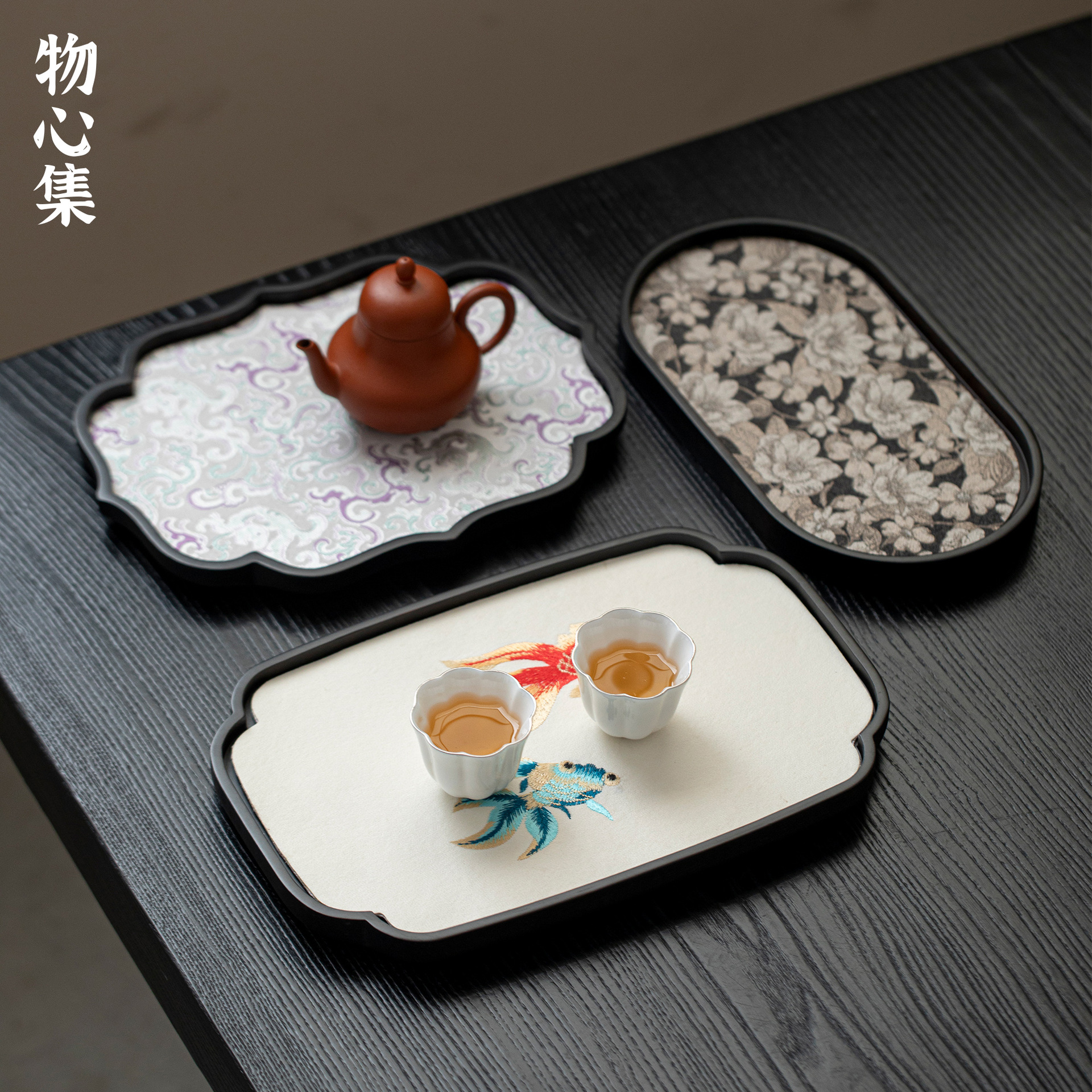 Vintage Chinese Style Bamboo Tea Tray with Water Absorption for Gongfu Tea Set