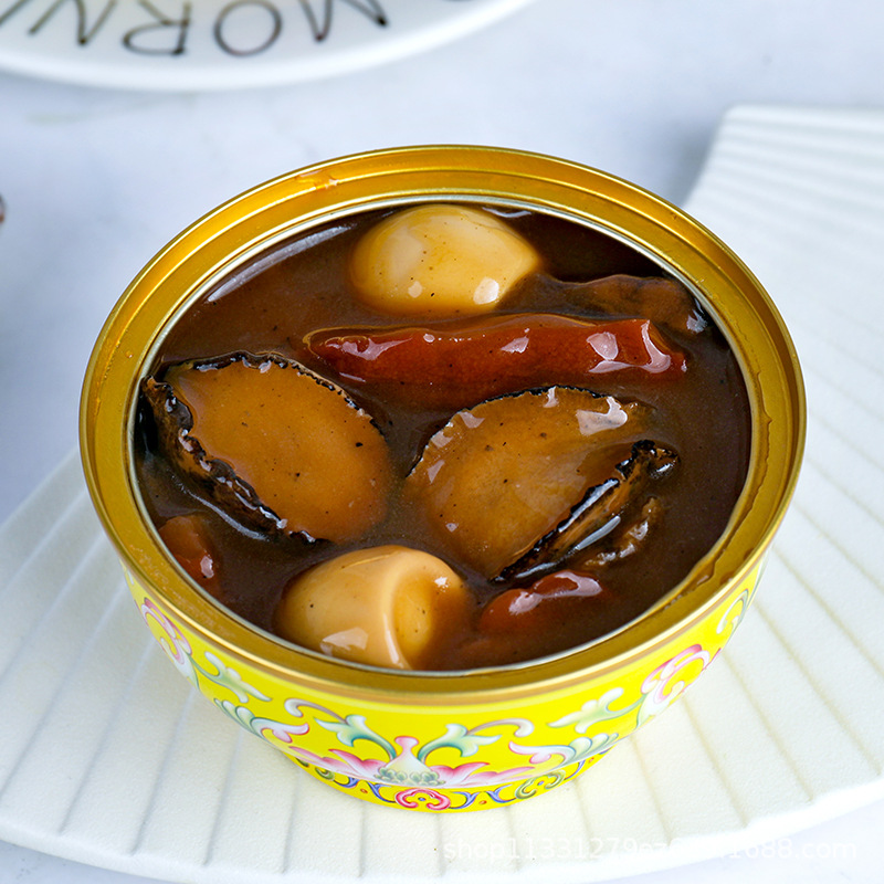 Small Golden Bowl Buddha's Wall Anchovy and Bird's Nest Soup with Scallops, Shredded Chicken, Black Truffle, and Abalone - Canned Seafood Delicacy 240g