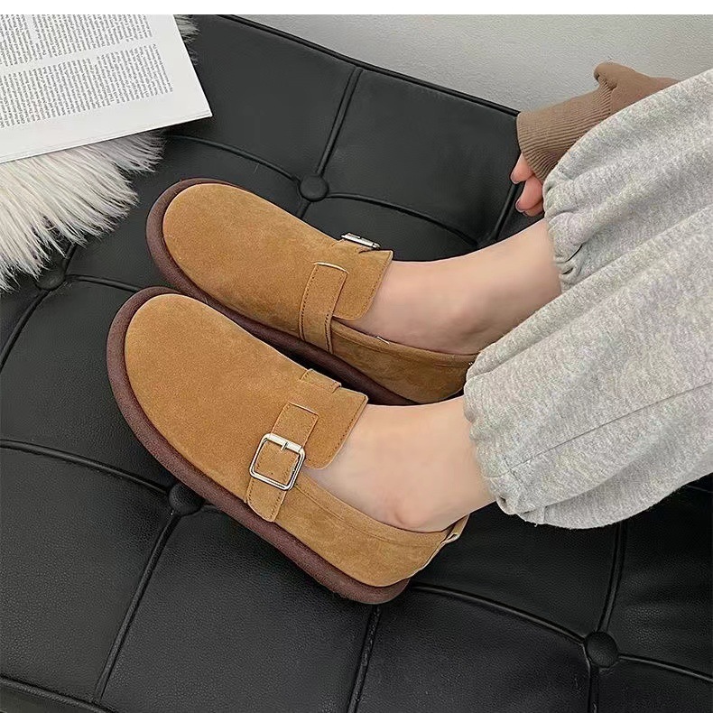 Ins Super Popular All-match Birkenstocks Shoes Female Student 2024 Spring and Autumn New Retro Slip-in Soft Sole Non-slip Bread Shoes