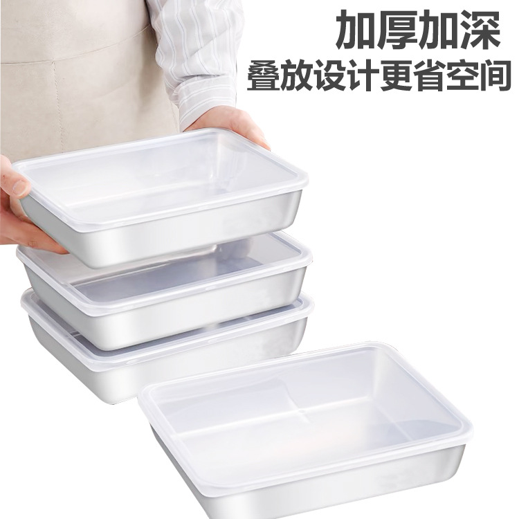 Southeast Asia Stainless Steel Preservation Box Marinated Tray Cold Dice Plate picnic plate storage box Tiramisu square plate