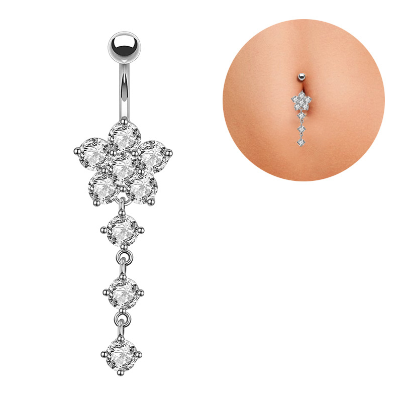 Amazon hot new belly button ring creative exquisite zircon navel nail piercing jewelry
