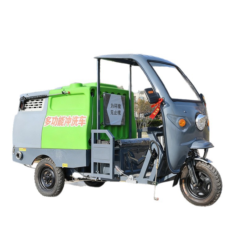 Small Electric Three-Wheel High-Pressure Cleaning Vehicle Community Property Street Sanitation Cleaning New Energy Multi-Functional Washing Vehicle