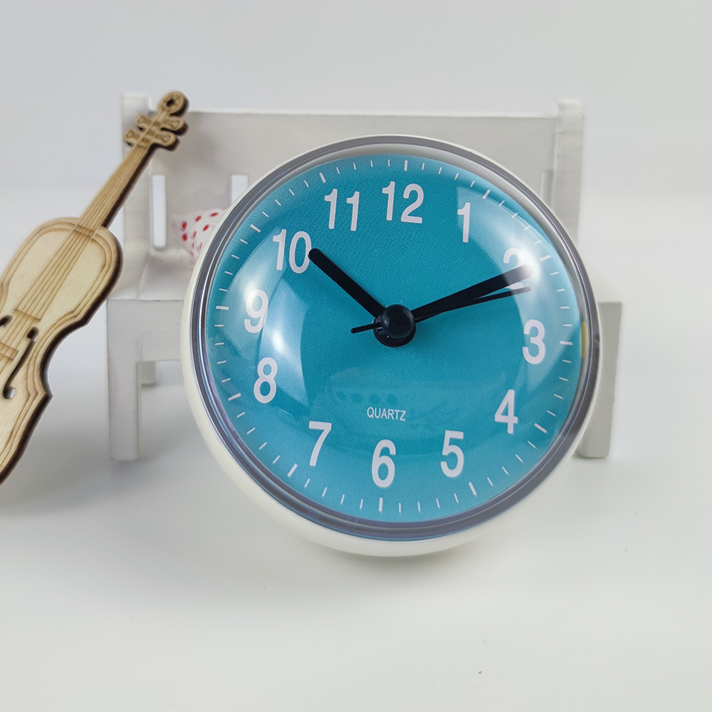 7.5cm Mini Bathroom Waterproof Small Clock Kitchen Bathroom Wall Clock New Wall Table Moisture-Proof Suction Cup Refrigerator