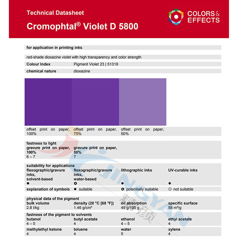 Dic Pigment Cromophtal D5800 High Transparent Organic Pigment Blue Purple Original Basf Pigment Purple 23