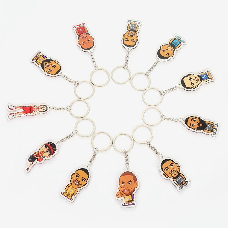 New basketball star keychain male Kobe Owen Harden James acrylic cartoon bag pendant wholesale