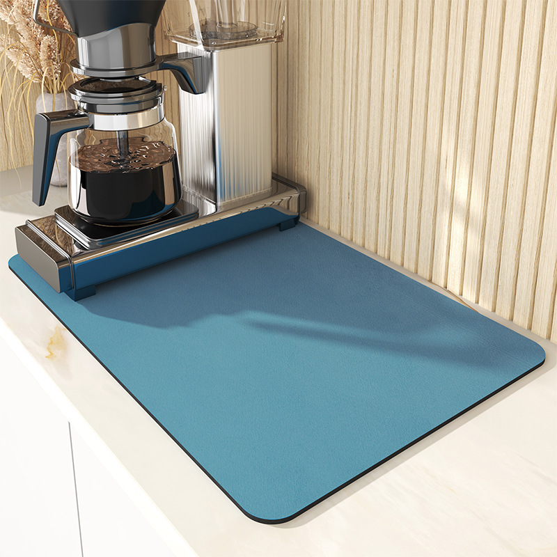 A Simple Tableware Drain Mat Kitchen Countertop Water-Absorbent Quick-Drying Coaster Durable Easy-Care Insulated Diatom Mud Placemat
