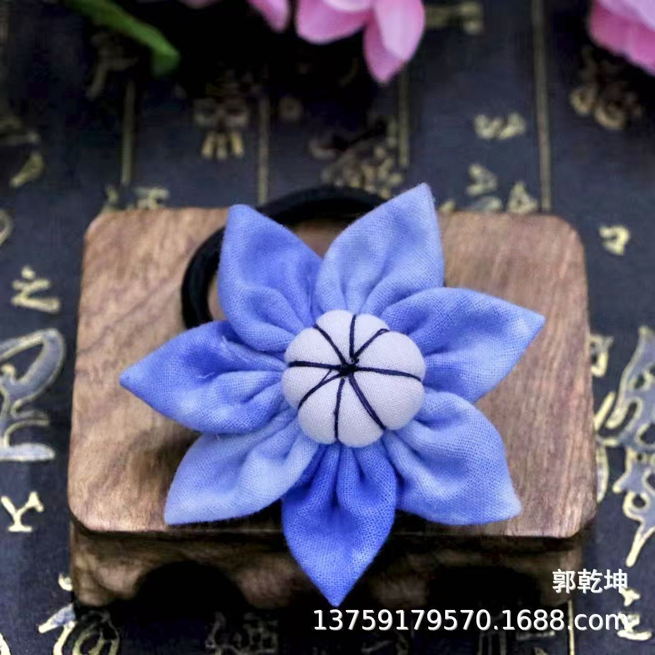 Индийская окрашенная головка цветка юньнаньский этнический стиль голубая крашенная ткань с узором цветка павлина