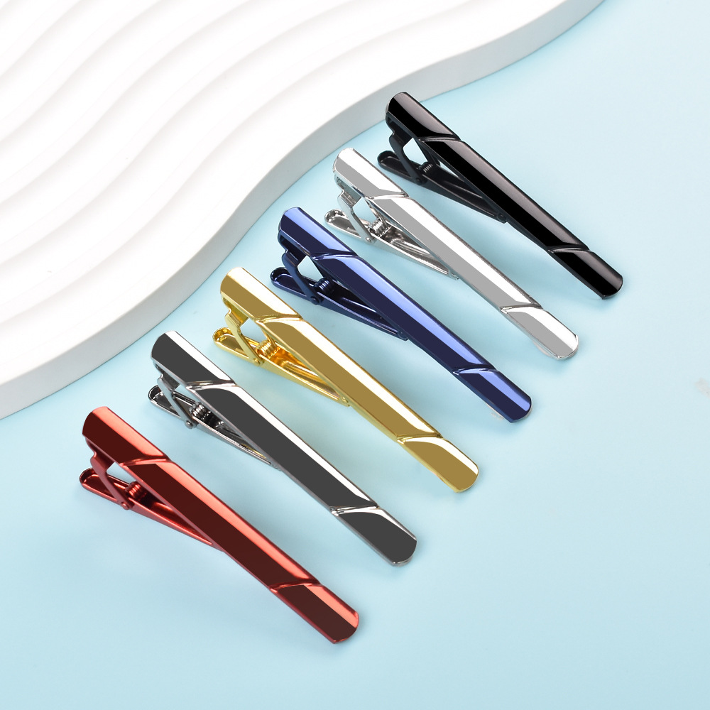 Cross-Border New Stainless Steel Mirror Polished Tie Clip Men's Business Simple Twill Tie Clip Box Set for Men