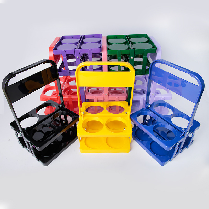 In stock four bottles plastic folding wine rack beer basket portable drink cocktail rack foldable beer rack