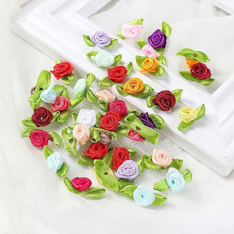 Rose Leaves Handmade Ribbon DIY Bow Jewelry Accessories Kidsren's Clothing Accessories Head Flower Gift Box Crafts