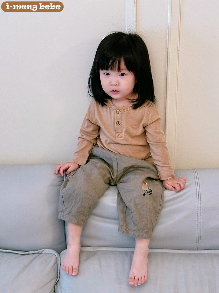 Children's Wool Tencel Class a Seamless Pajamas Spring and Autumn Set Baby Clothes Unisex Baby Loungewear