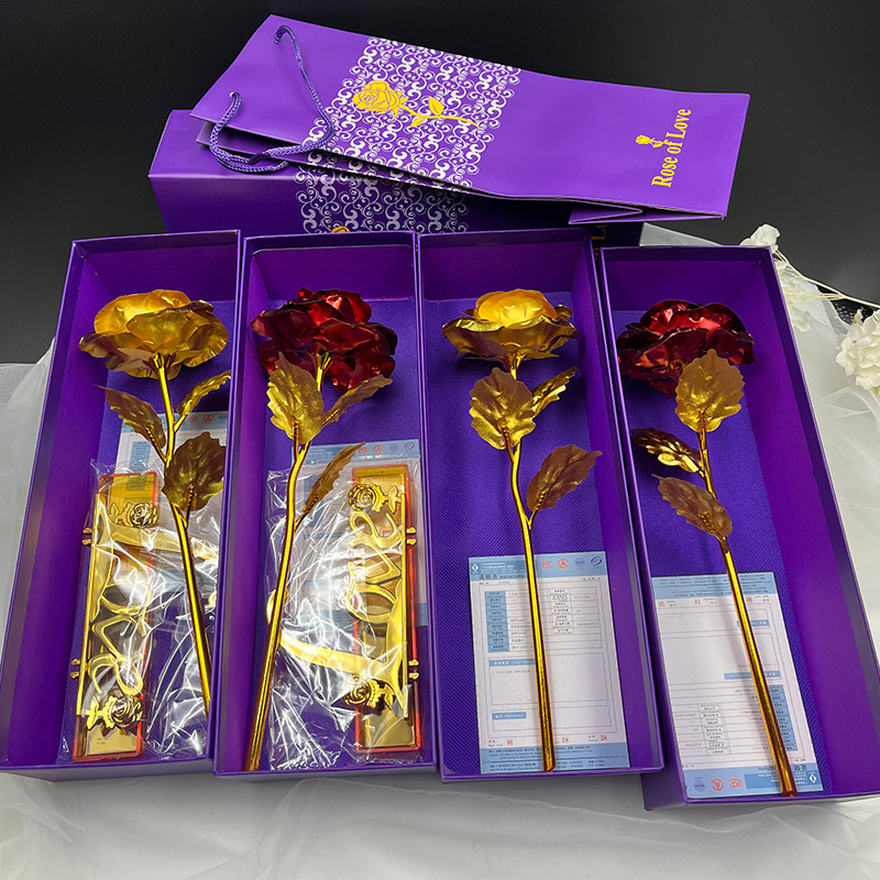 Фабричная оптовая золотая фольга роза подарочная коробка День матери 520 день рождения сопутствующий подарок на День святого Валентина симулированные цветы для девушки