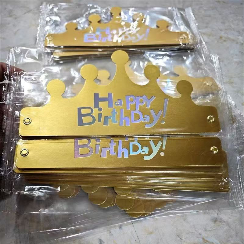 Individually Packaged Folding Hat 2025 New Folding Birthday Paper Hat Crown Birthday Celebration Holiday Dress Ready Wholesale