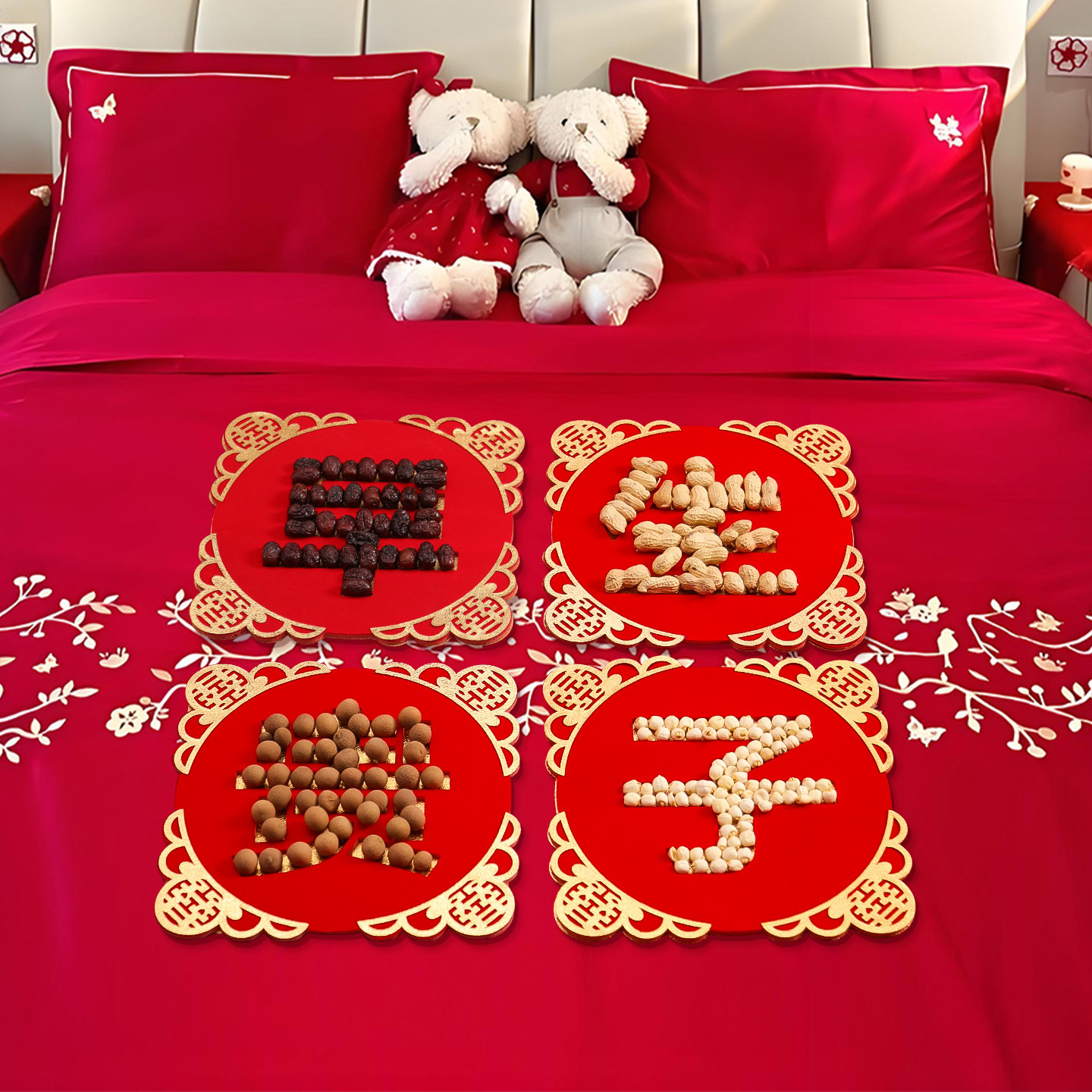 Early Birth of a Precious Child Mold Board Dried Fruit Combination Men's Wedding Room Decoration Decorative Bed Ornaments Wedding Supplies Collection