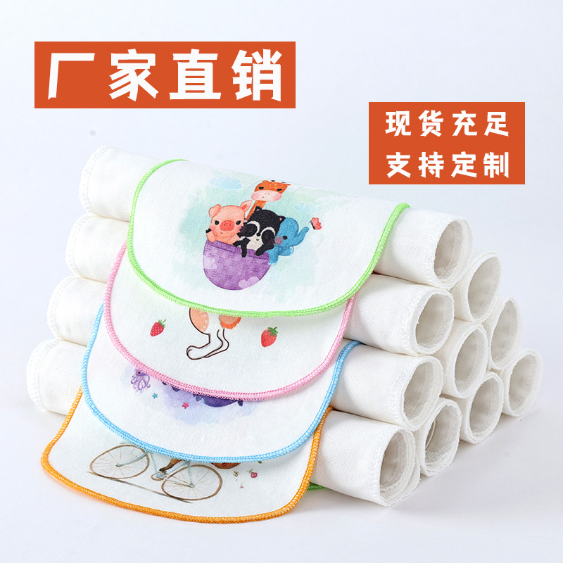 Цветное хлопковое полотенце для малышей и детей, впитывающее пот, дышащее, с мультяшным рисунком, марлевая подушка, прямая продажа от производителя