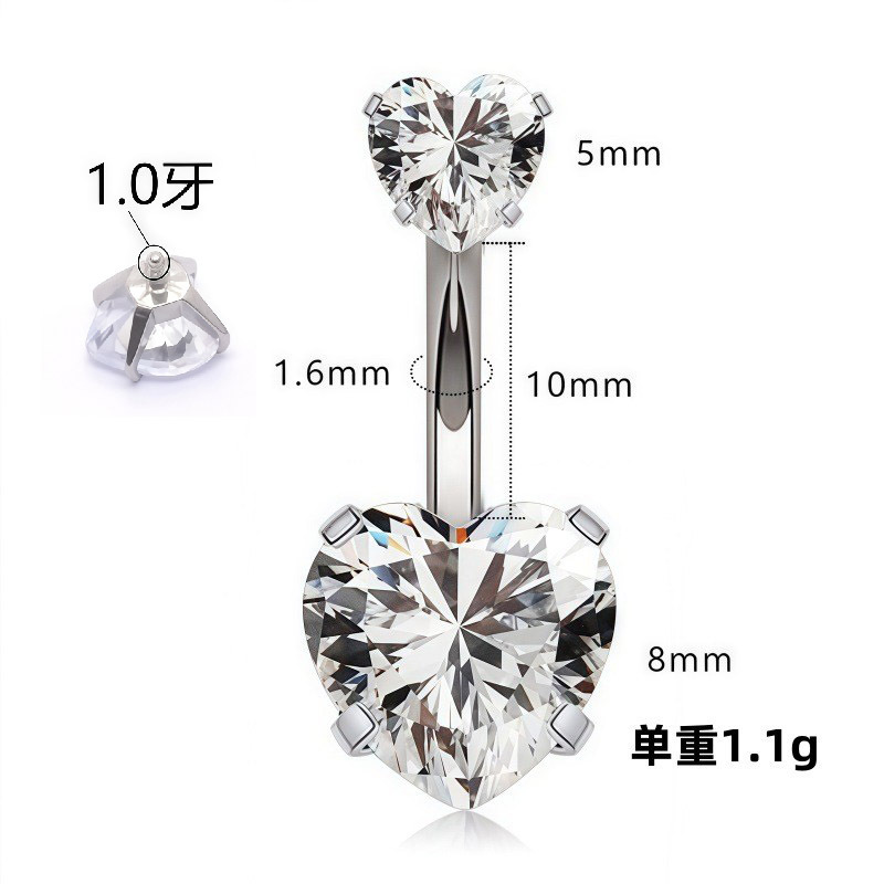 Cross-border in stock wholesale double-headed round three-jaw four-jaw diamond navel ring stainless steel European and American navel nail manufacturers