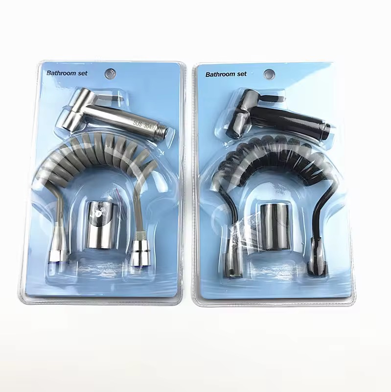 Foreign Trade 304 Stainless Steel Bidet Spray Gun Blister Set Toilet Companion Spray Gun Pressurized Water Gun Flusher