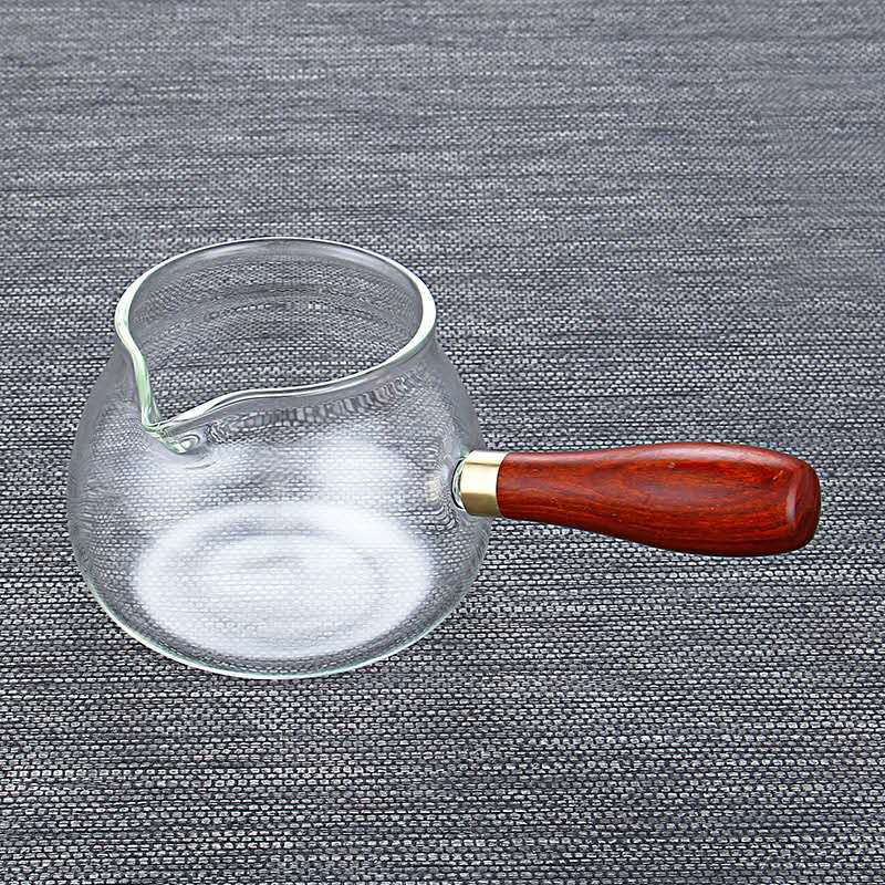 High Borosilicate Transparent Glass Wooden Handle for Household Hospitality Special Pointed Mouth Tea Tea Tea Cup Tea Sea Split Tea Set