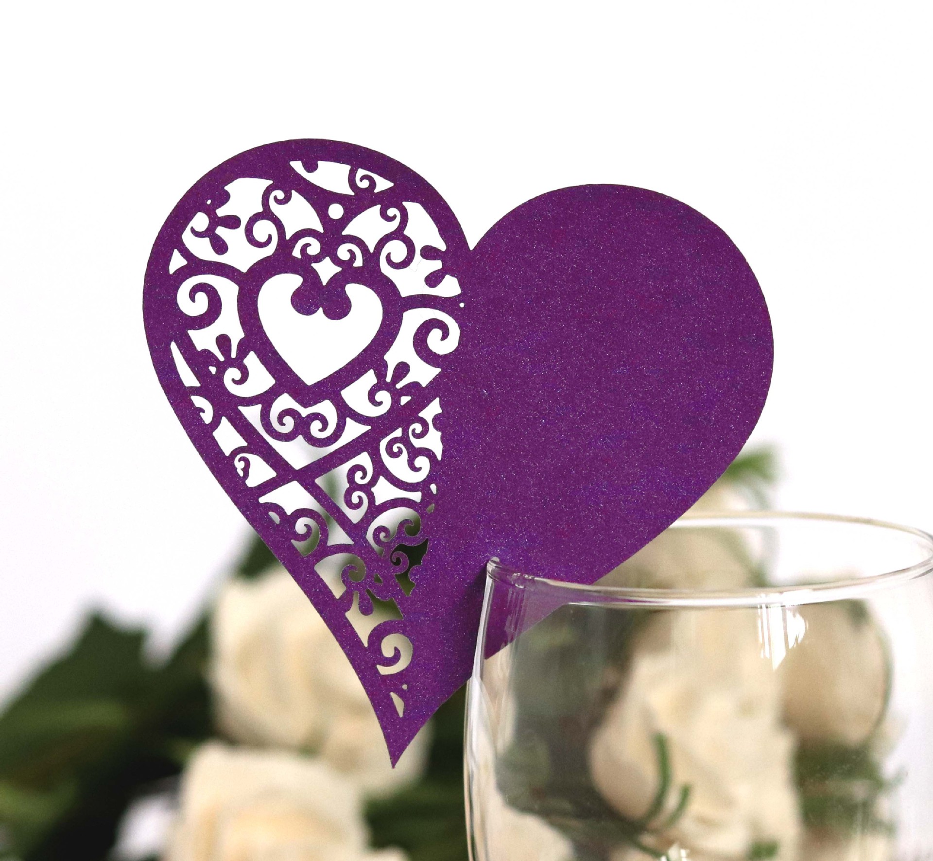 Amazon love hollow cup card Golden pearlescent paper table card personalized wine glass decorative paper card wholesale