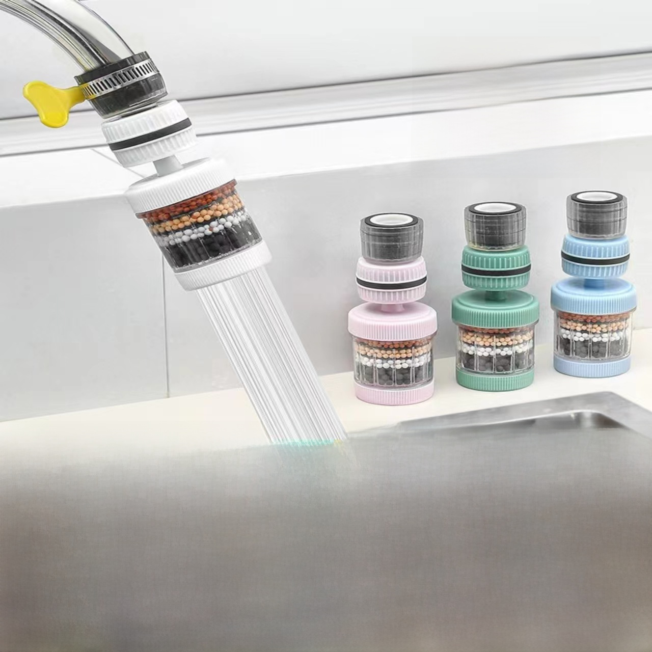 Универсальный фильтр для крана с вращением на 360 градусов, шесть слоев, съемный и моющийся, простая установка для удаления различных примесей