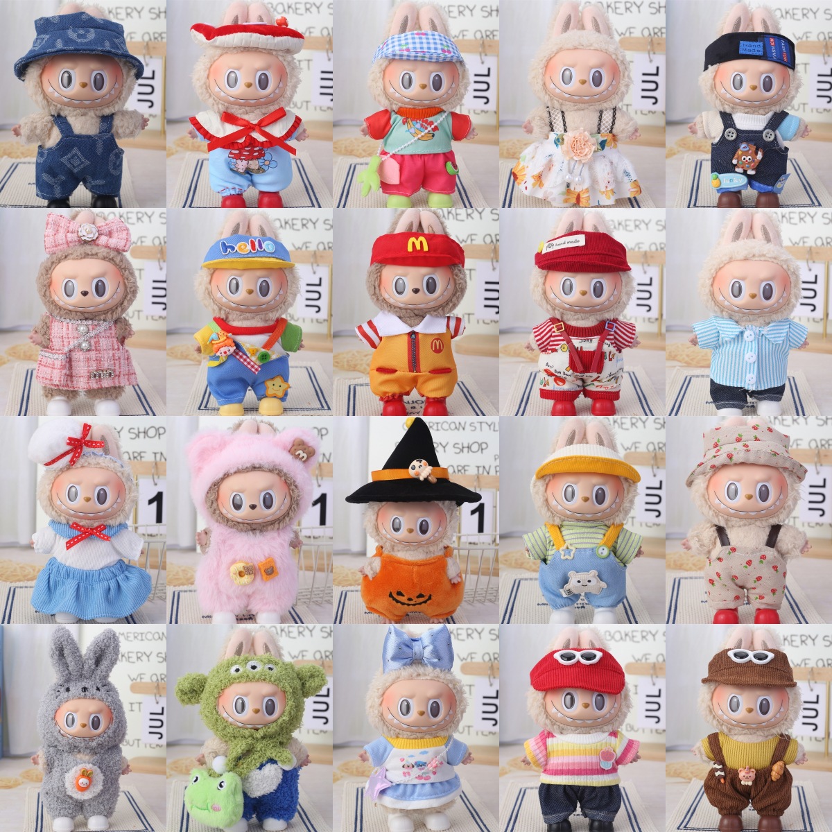 Only Baby Clothes [Labubu Available for First, Second, and Third Generations 17cm Labubu Clothes Plush Vinyl Skirt Overalls