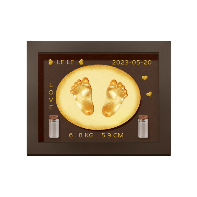 Baby Full Moon Commemorative Hand and Foot Print Baby Handprint Footprint Photo Frame Newborn One Hundred Days Fetal Hair Souvenir One Year Old Gift