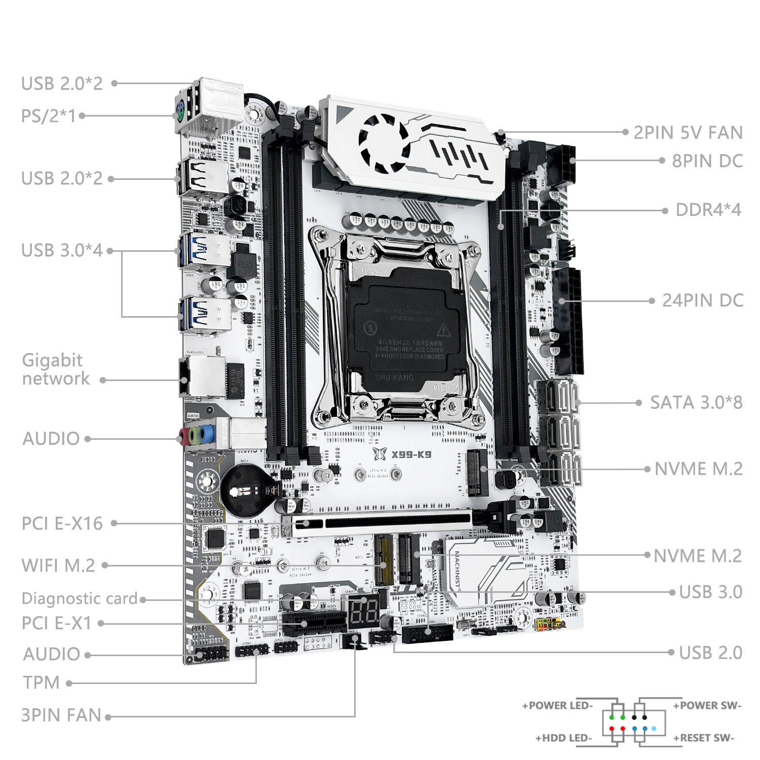 Machinist X99 K9 Motherboard C612 Tpm2.0 Four Channels Ddr4