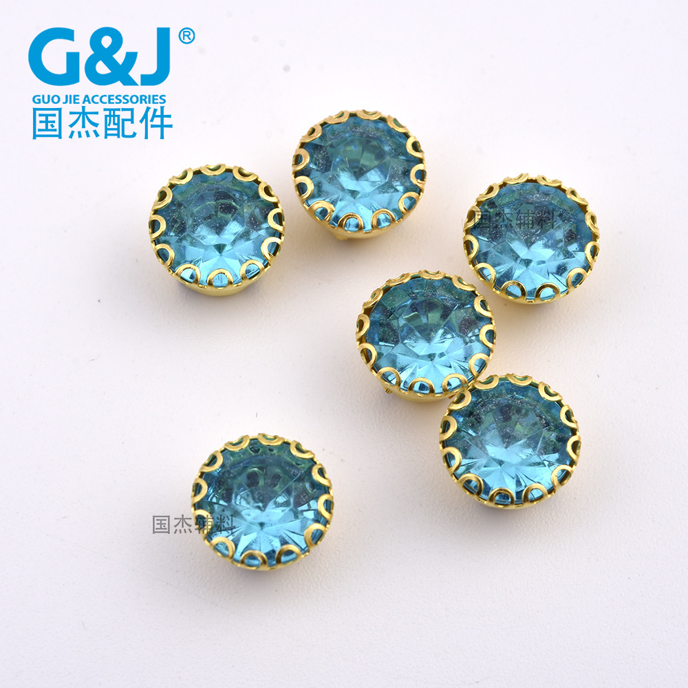 Acrylic Hand-stitched Drill Claw Drill 8 Round Lace Buckle Drill Wedding Dress Stage Performance Clothing Gold Bottom Claw Drill