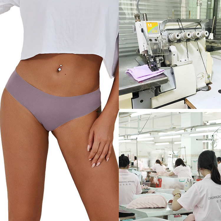 Customized cross-border European and American underwear Women's Ice Silk seamless printing one-piece Large size underwear cotton crotch briefs women