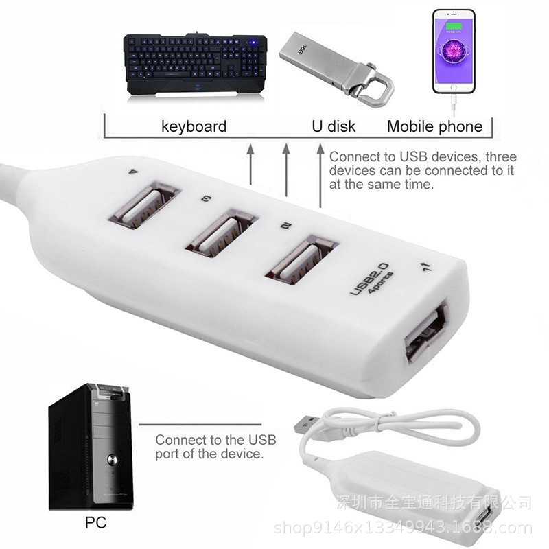 Source Factory Splitter USB Hub Extender 2.0 Adapter Four-Port USB Hub One-Port Power Strip