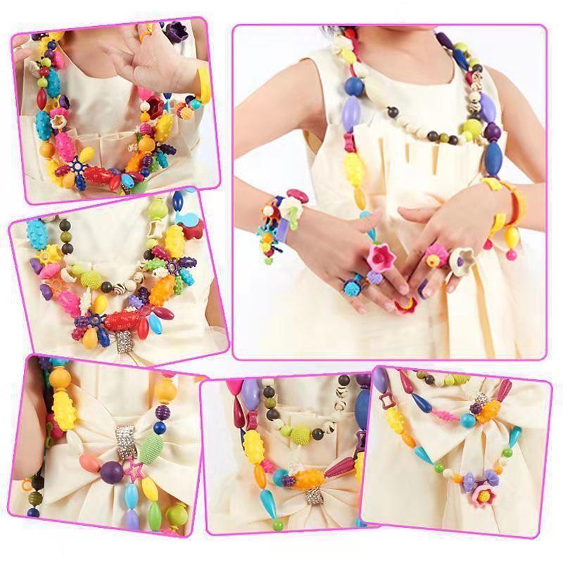 Children's diy handmade beaded educational toys variety cordless pop beads necklace bracelet girl beaded material package
