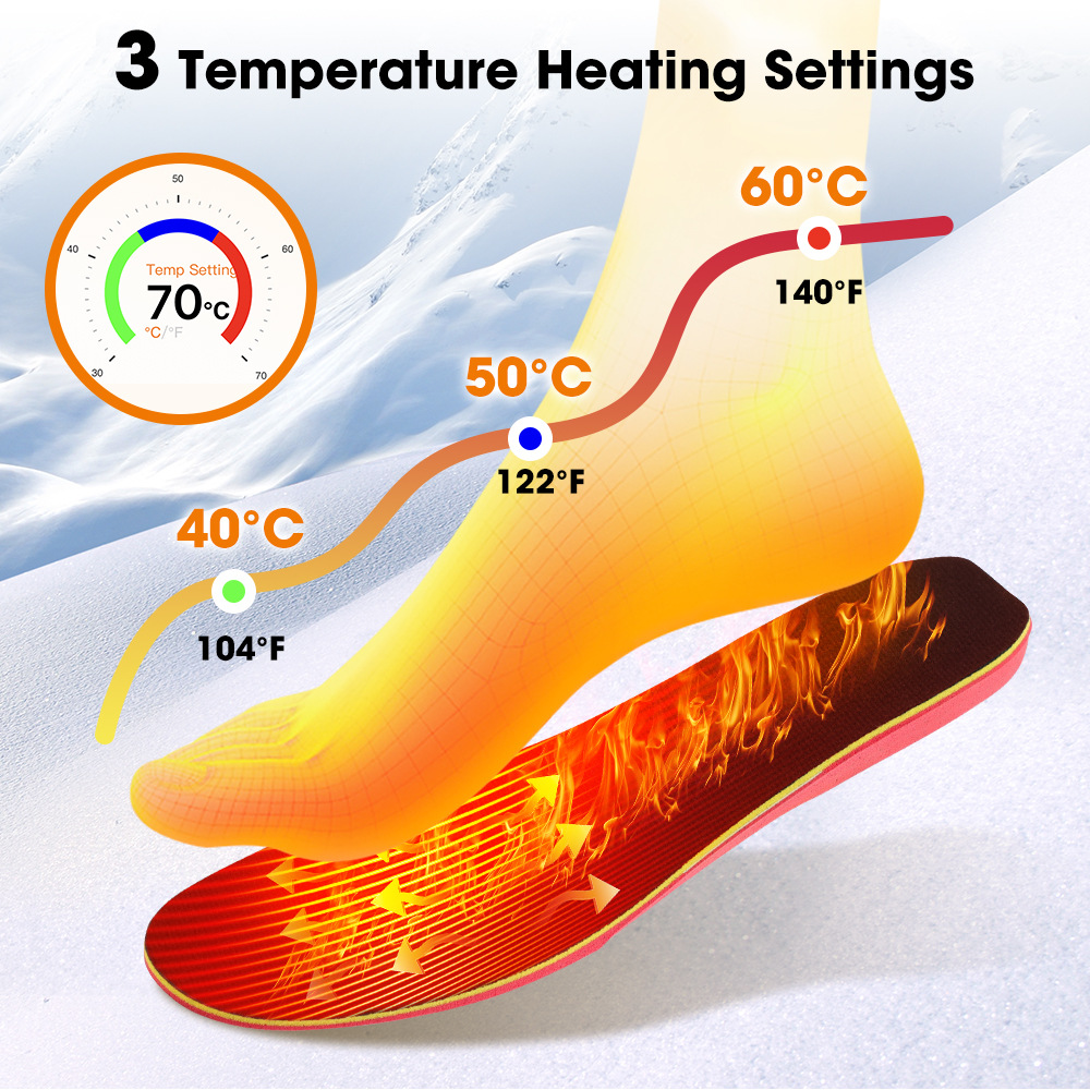 Cross-Border New Model Heated Insoles, Can Be Cut, Rechargeable, Walkable, App Wireless Remote Control Foot Warmer, Electric Heating Insoles
