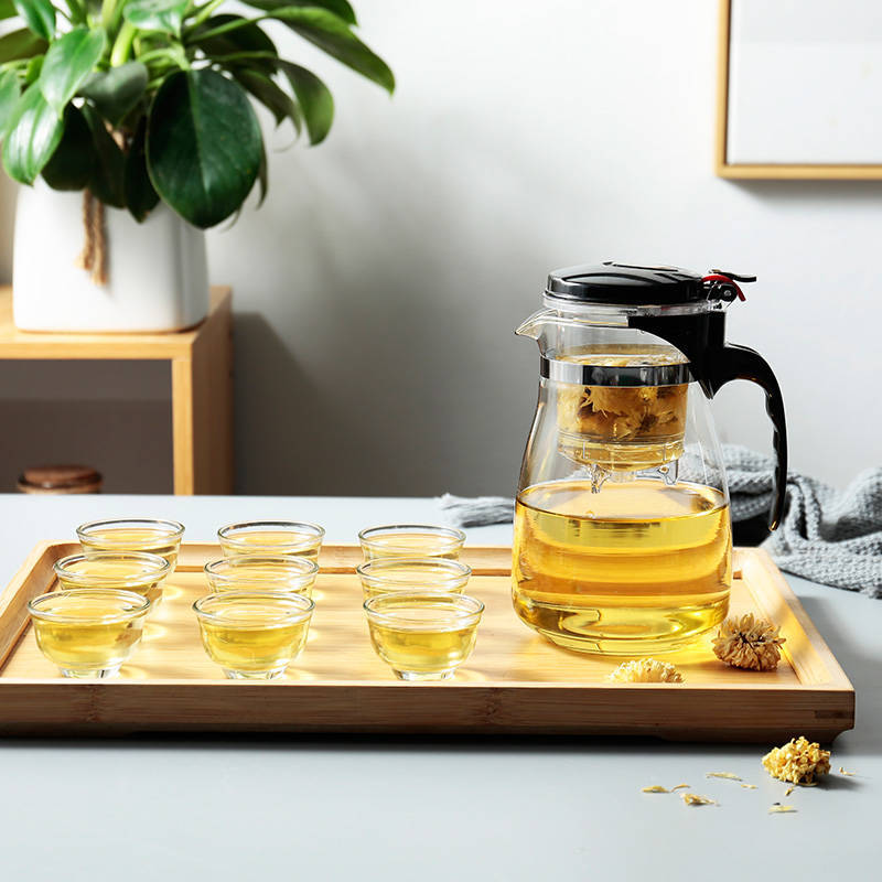 Elegant Cup, Multi-Purpose Teapot, One-Click Filtered Tea Glass Teapot, Tea Cup, Teapot, Gift Printed Logo