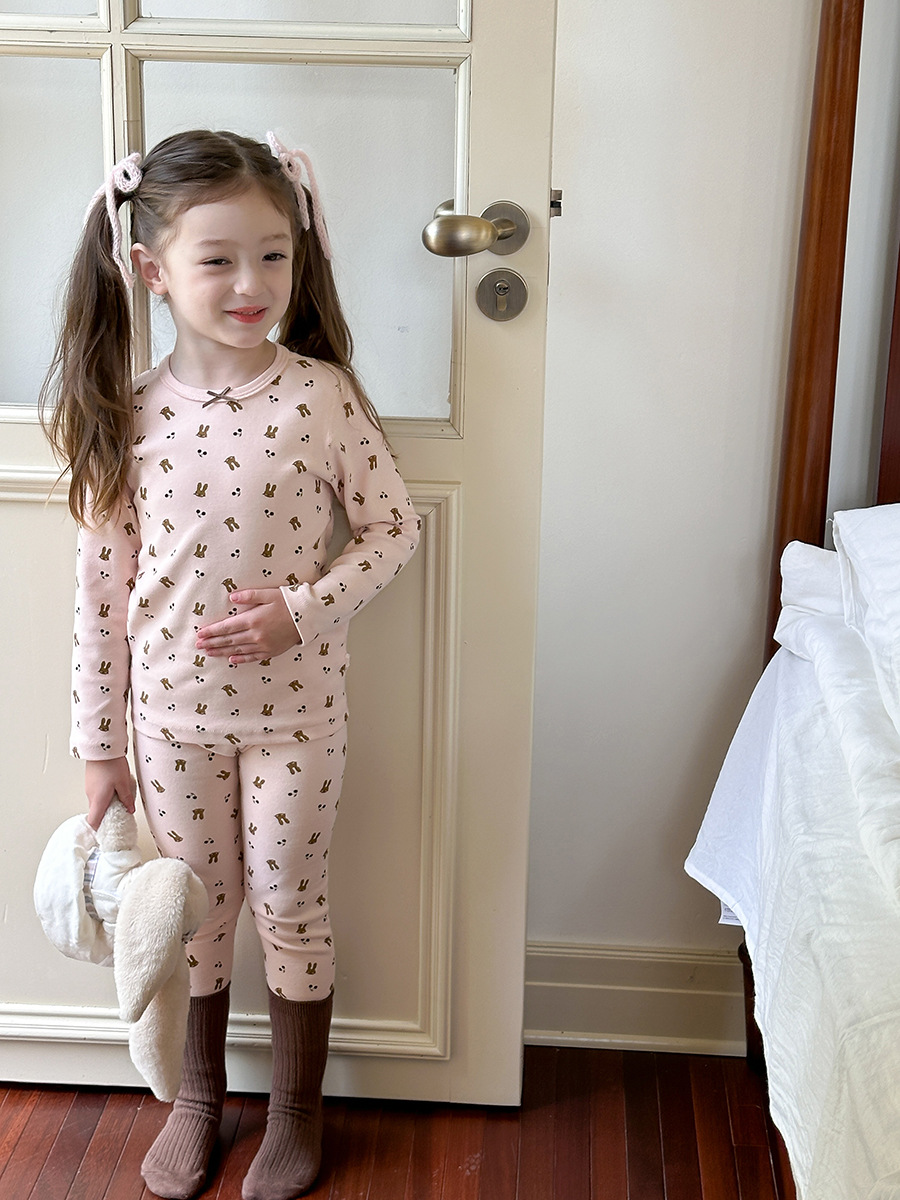 Aimo Beibei Children's Autumn Clothes and Autumn Pants for Boys and Girls 280g Home Clothes Boneless Pajamas Home Clothes