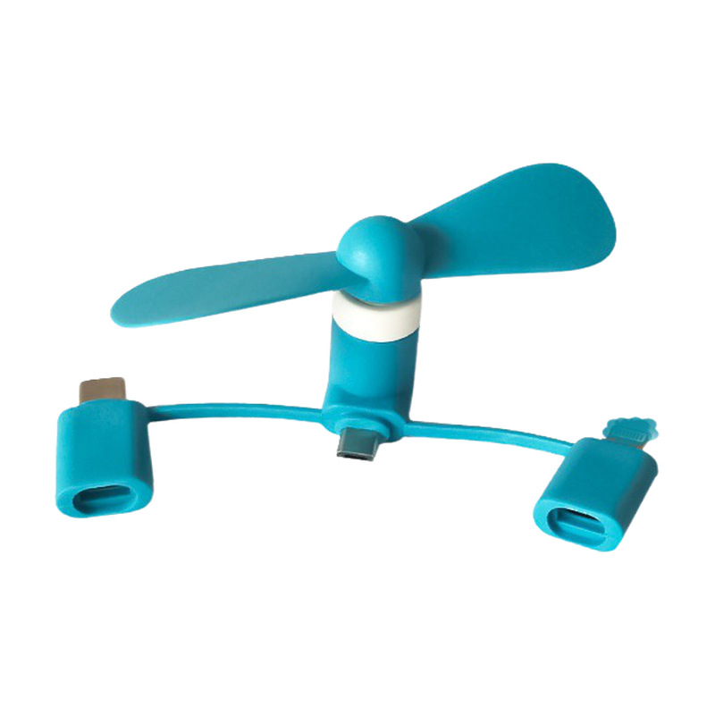 Creative Mini Mobile Phone Fan Android Apple Type-C Three-In-One Portable Charging Small Fan with Printable Logo