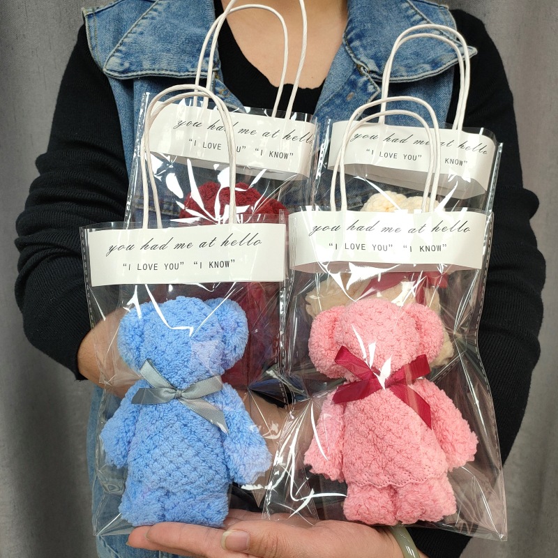 Large and Small Coral Velvet Bear Towels, Gifts, Wedding Celebrations, Floor Promotion Activities, Opening Wholesale Advertising Gifts