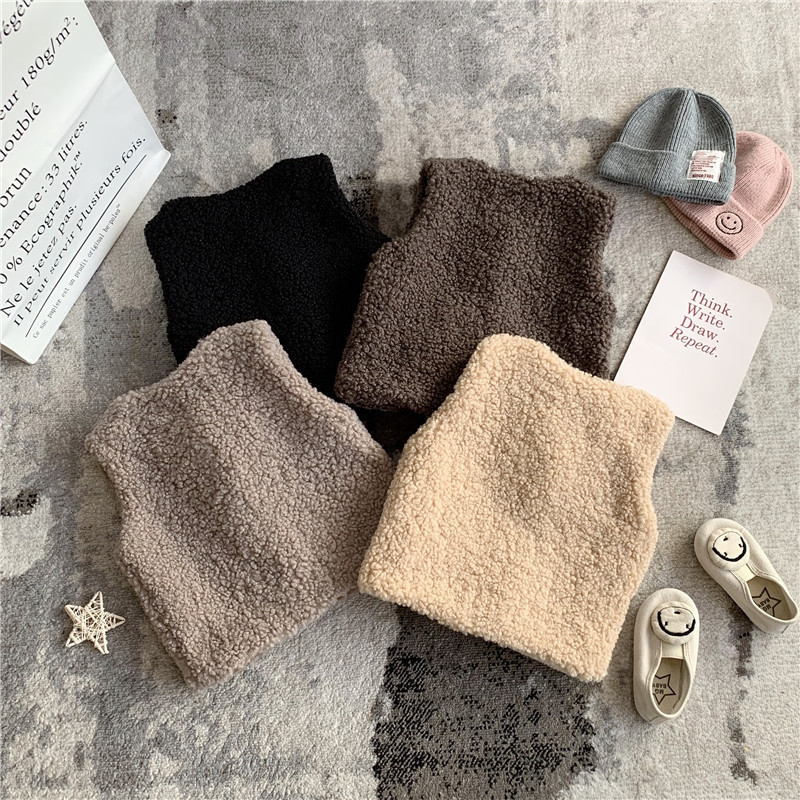 2024 Winter Clothing Girls' Polar Fleece Thickeneded Warm Vest Kidsren's Baby Style Warm Vest