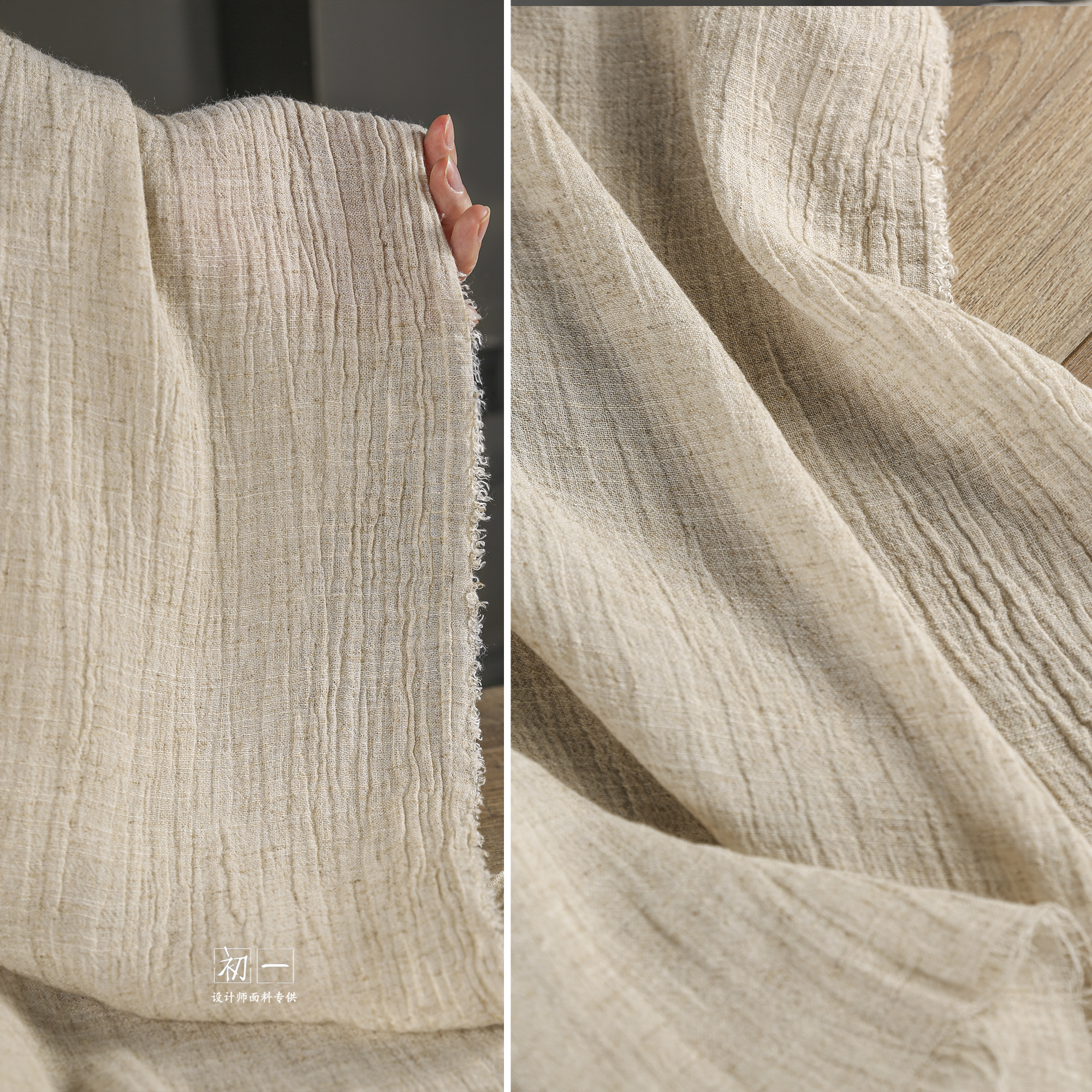 Original Color Hemp Gauze Soft Cotton Linen Lightweight Breathable Artistic Cardigan Dress Retro Designer Fabric