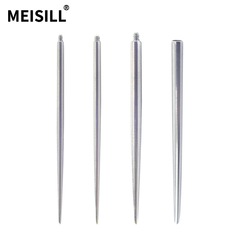 Стержень для пирсинга из нержавеющей стали Meier 316F, игла для пирсинга из титана, направляющая игла с внутренней резьбой