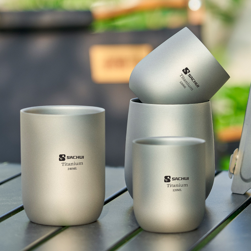 Двойная титановая чаша, без ручки, для кемпинга, ультралегкая