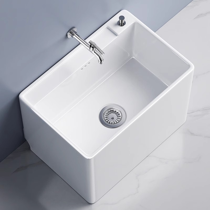 Ceramic Mop Sink Balcony Floor-Standing Mop Sink Household Mop Basin Mop Sink Floor Mop Basin Bathroom