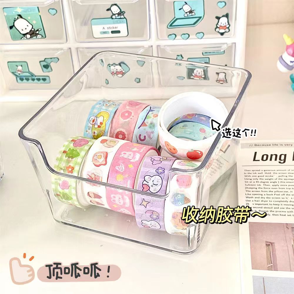Card Storage Box Notes Acrylic Storage Box Transparent Storage Drawer Built-in Partition Transparent Box