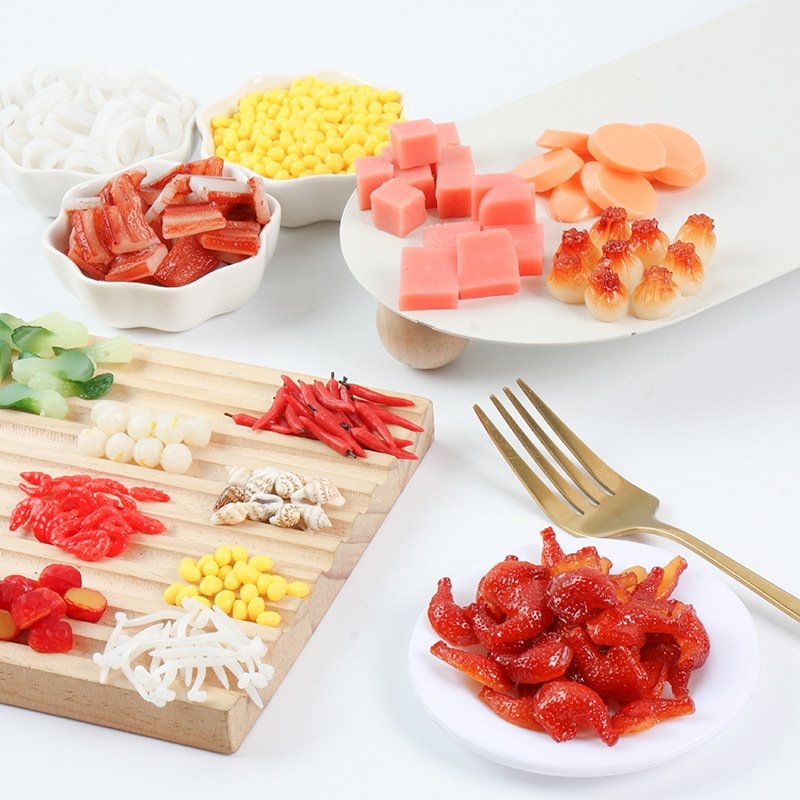 Miniature Simulation Food Play Accessories Mini Simulation Food Eggs Chicken Legs Mushroom Green Vegetables diy Play House Food